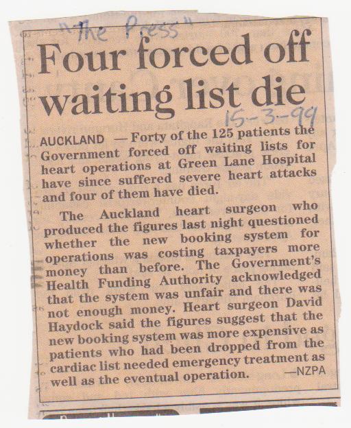 'Four forced off waiting list die', 